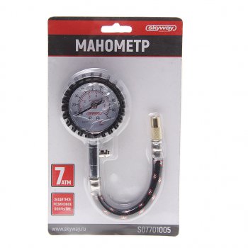 889 р. Манометр шинный механический 7атм. SKYWAY SKYWAY s07701005  с доставкой в г. Пермь. Увеличить фотографию 1