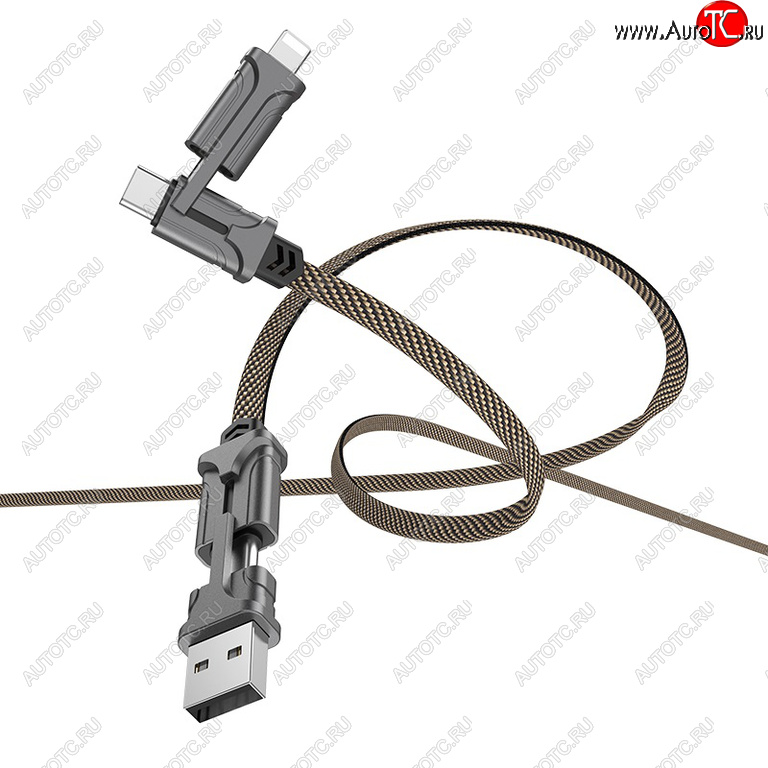 639 р. Кабель iPhone (5-)USB Type C 1.2м HOCO HOCO s22 black&brown  с доставкой в г. Пермь