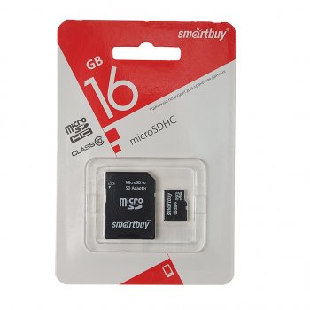 359 р. Карта памяти 16GB MicroSD class 10 + SD адаптер SMART BUY SMART BUY sb16gbsdcl10-01le  с доставкой в г. Пермь. Увеличить фотографию 1