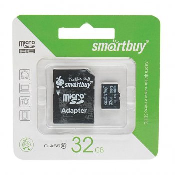 459 р. Карта памяти 32GB MicroSD class 10 + SD адаптер SMART BUY SMART BUY sb32gbsdcl10-01  с доставкой в г. Пермь. Увеличить фотографию 1