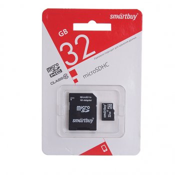 439 р. Карта памяти 32GB MicroSD class 10 + SD адаптер SMART BUY SMART BUY sb32gbsdcl10-01le  с доставкой в г. Пермь. Увеличить фотографию 1