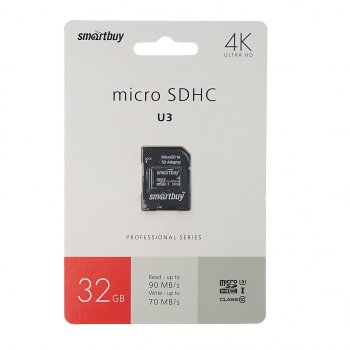 589 р. Карта памяти 32GB MicroSD class 10 + SD адаптер SMART BUY SMART BUY sb32gbsdcl10u3-01  с доставкой в г. Пермь. Увеличить фотографию 1