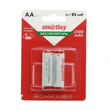 429 р. Батарейка AA HR6 1.2V аккумулятор Ni-MH 2300mAh блистер (2шт.) SMART BUY SMART BUY sbbr-2a02bl2300  с доставкой в г. Пермь. Увеличить фотографию 1