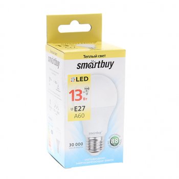 85 р. Лампа светодиодная E27 A60 13W (120W) 220V теплый SMART BUY SMART BUY sbl-a60-13-30k-e27-a  с доставкой в г. Пермь. Увеличить фотографию 1
