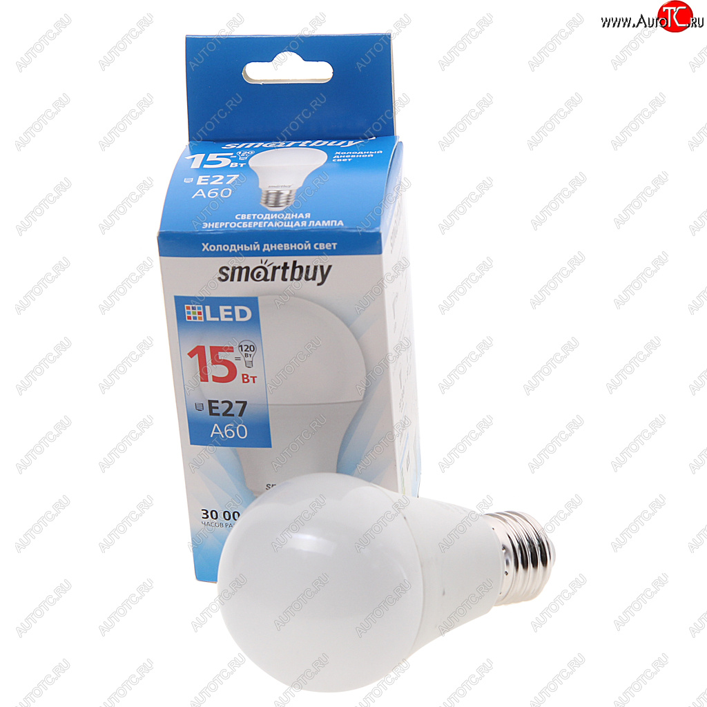99 р. Лампа светодиодная E27 A60 15W(120W) 220V холодный SMART BUY SMART BUY sbl-a60-15-60k-e27  с доставкой в г. Пермь