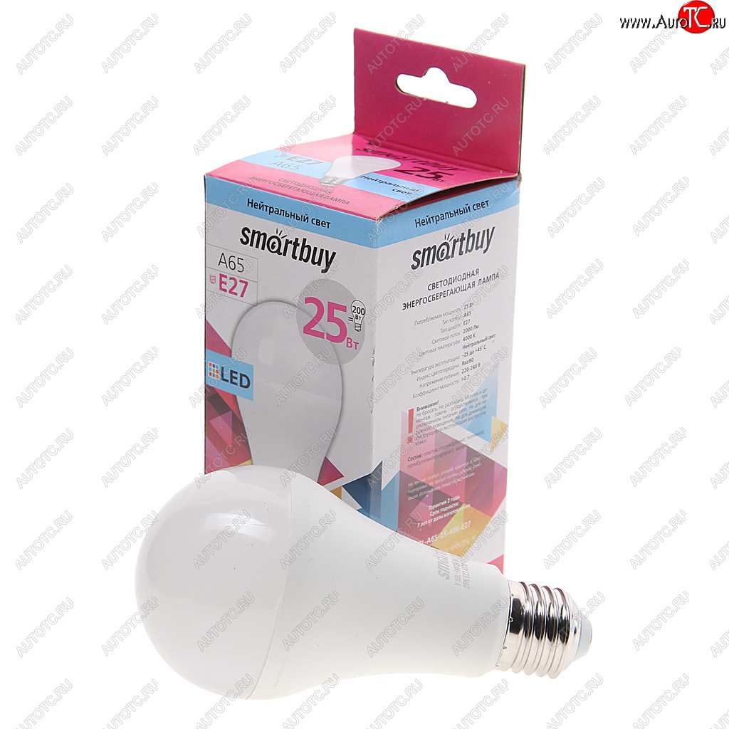 153 р. Лампа светодиодная E27 A60 25W (250W) 220V холодный SMART BUY SMART BUY sbl-a65-25-40k-e27  с доставкой в г. Пермь