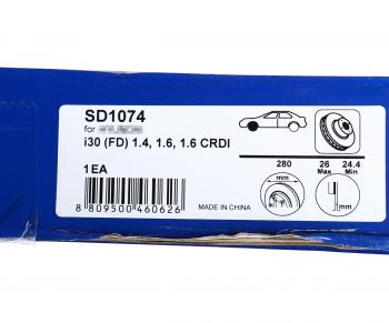 3 099 р. Диск тормозной HYUNDAI i30 (08-) KIA Ceed (08-) (R15) передний (1шт.) SANGSIN SANGSIN sd1074  с доставкой в г. Пермь. Увеличить фотографию 6