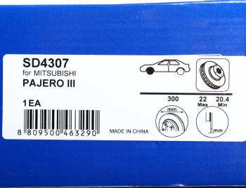 2 979 р. Диск тормозной MITSUBISHI Pajero (00-06) задний (1шт.) SANGSIN SANGSIN sd4307  с доставкой в г. Пермь. Увеличить фотографию 6
