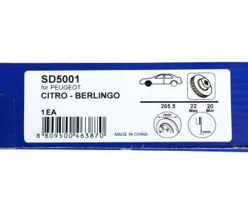 2 469 р. Диск тормозной PEUGEOT 207,208,307 CITROEN C3,C4,C5 передний (1шт.) SANGSIN SANGSIN sd5001  с доставкой в г. Пермь. Увеличить фотографию 5