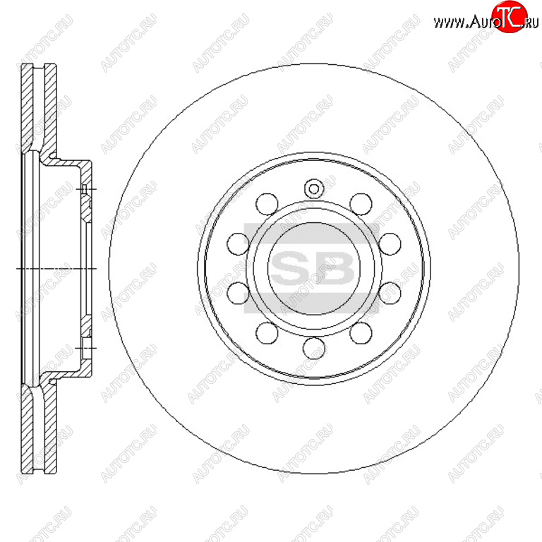 3 699 р. Диск тормозной VW Golf,Touran AUDI A3 SEAT Ibiza SKODA Octavia передний (1шт.) SANGSIN SANGSIN sd5405  с доставкой в г. Пермь