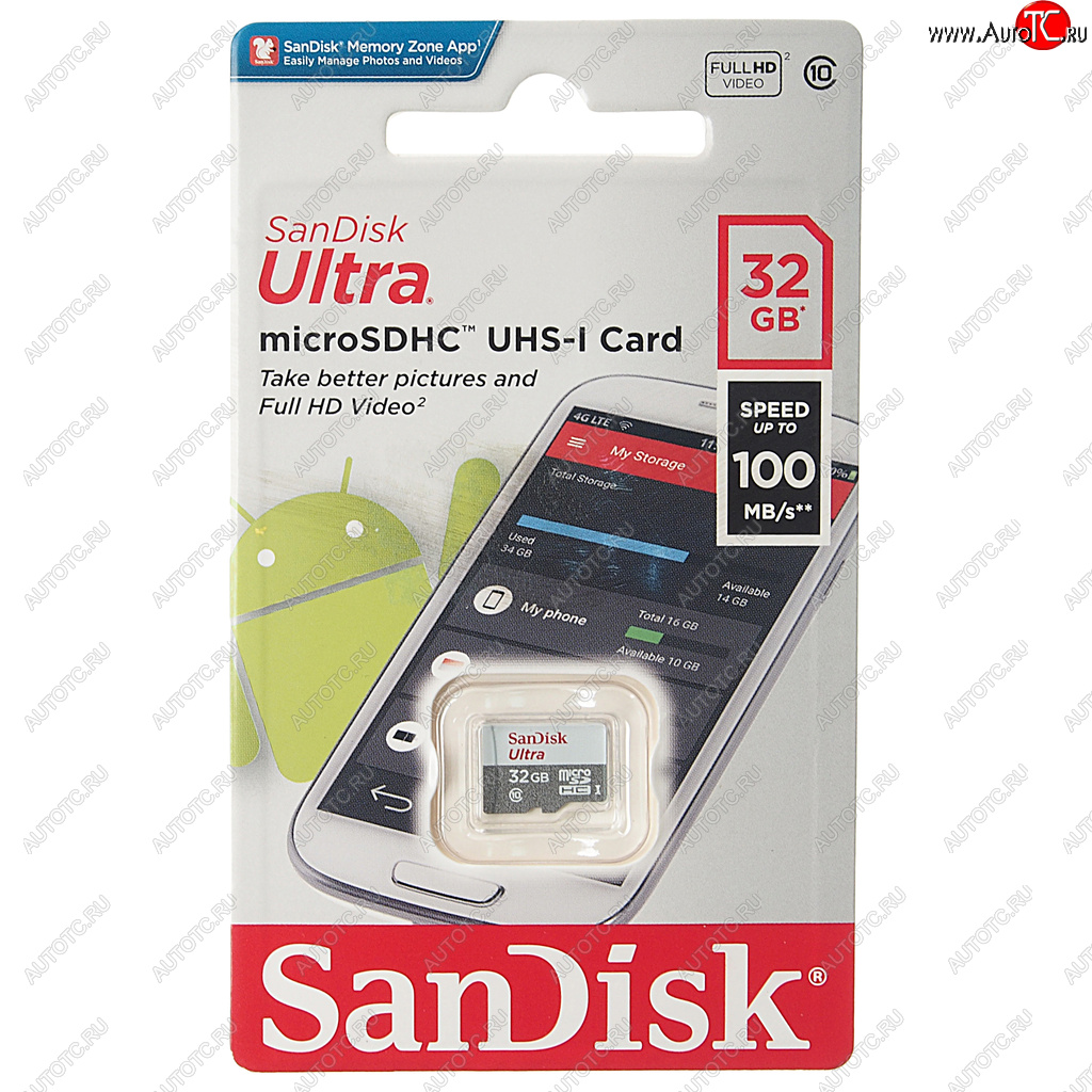 639 р. Карта памяти 32GB MicroSD class 10 SANDISK SANDISK sdsqunr-032g-gn3mn  с доставкой в г. Пермь