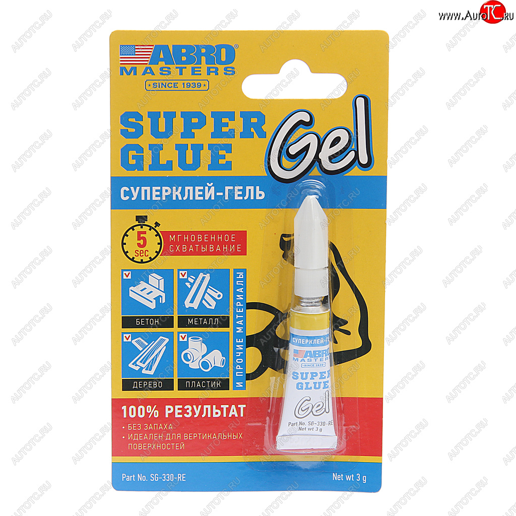 74 р. Клей-супер универсальный гель 3г Super Glue MASTERS ABRO ABRO sg-330-re  с доставкой в г. Пермь