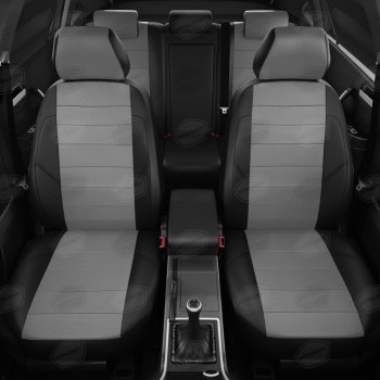 7 949 р. Авточехлы SKODA Rapid (12-) VW Polo (20-) лифтбек экокожа черно-серые AVTOLIDER AVTOLIDER sk23-0401-ec02  с доставкой в г. Пермь. Увеличить фотографию 3