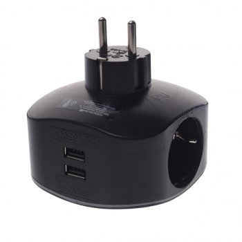 1 159 р. Тройник сетевой 3 гнезда + 2 USB 1A с заземлением черный ЭРА ЭРА sp-3e-usb-black  с доставкой в г. Пермь. Увеличить фотографию 2