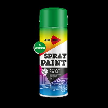 265 р. Краска зеленая аэрозоль 450мл акриловая Spray Paint Green AIM-ONE AIM-ONE sp-gr37  с доставкой в г. Пермь. Увеличить фотографию 1