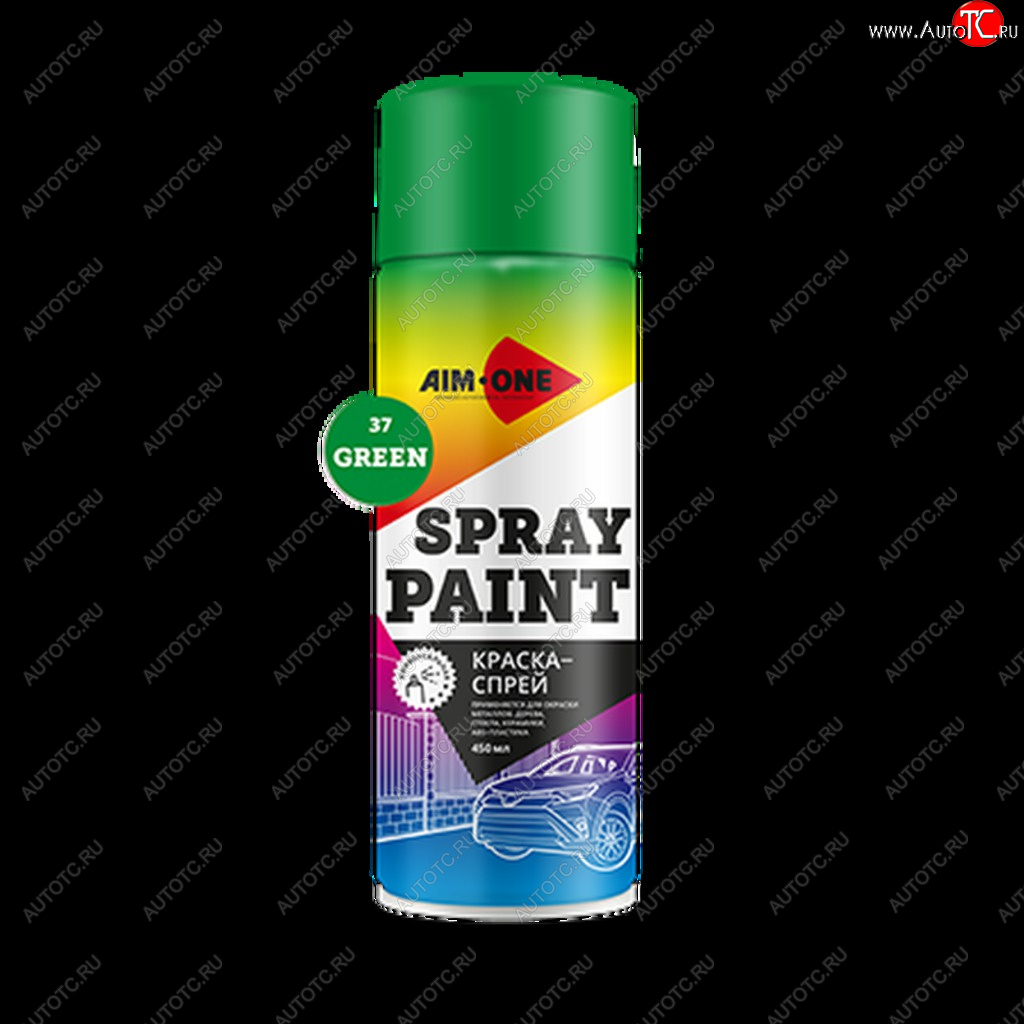 265 р. Краска зеленая аэрозоль 450мл акриловая Spray Paint Green AIM-ONE AIM-ONE sp-gr37  с доставкой в г. Пермь