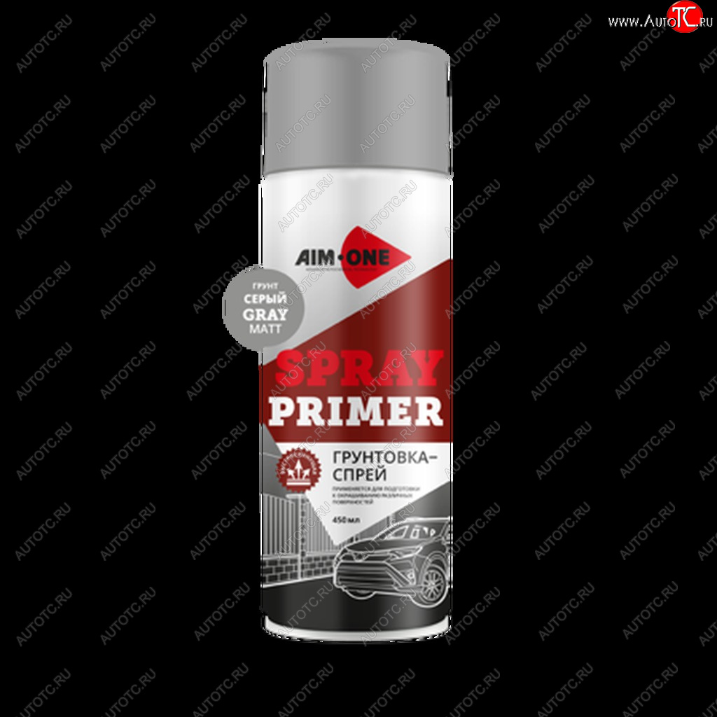 265 р. Грунт серый матовый аэрозоль 450мл Spray Primer Gray Matt AIM-ONE AIM-ONE spr-mg48  с доставкой в г. Пермь