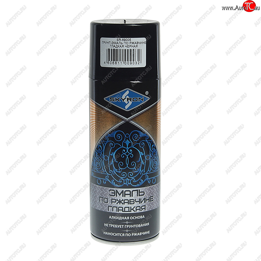 379 р. Грунт-эмаль по ржавчине черная RAL 9005 аэрозоль 520мл SKYRON SKYRON sr-69005  с доставкой в г. Пермь