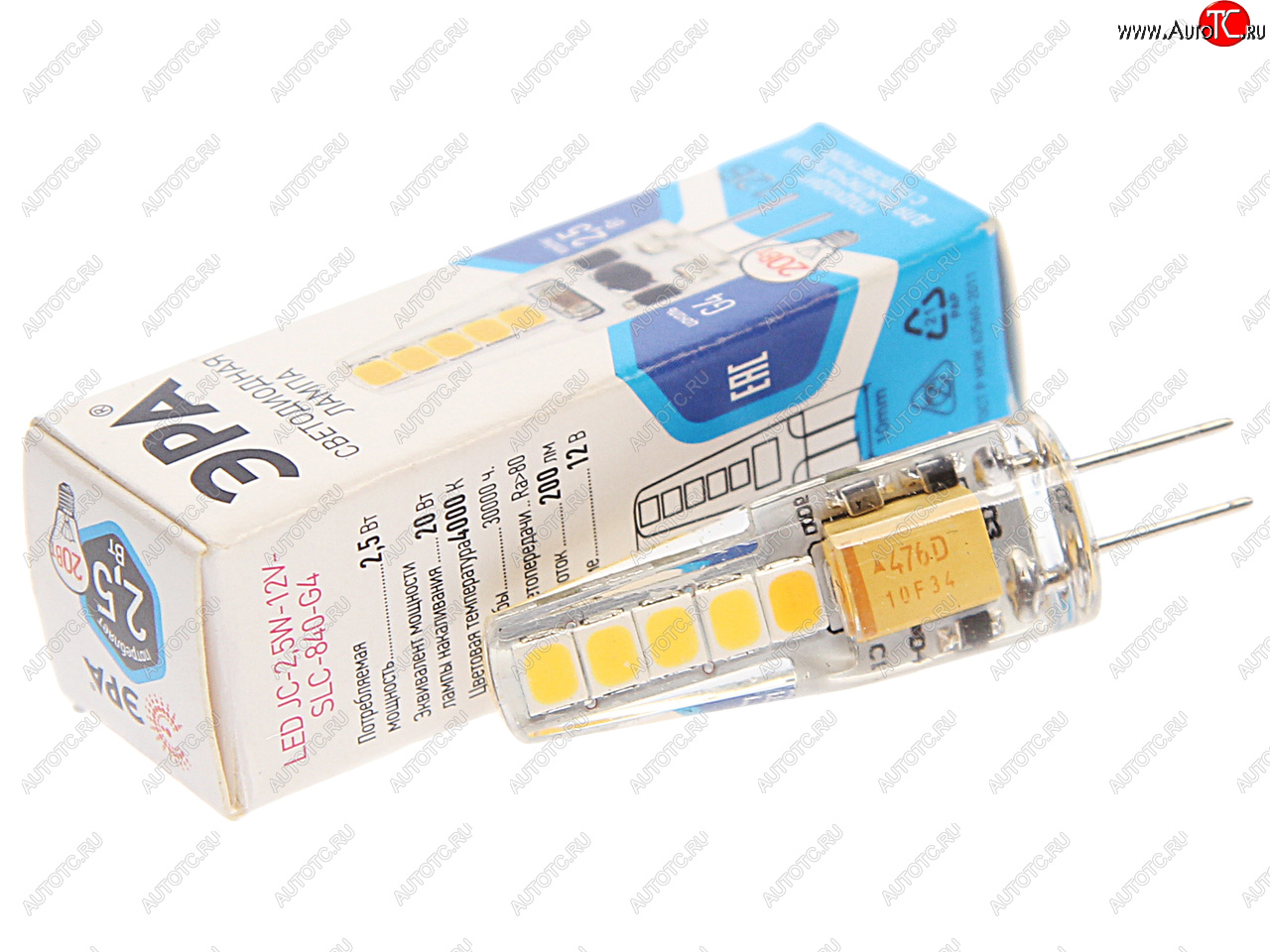 201 р. Лампа светодиодная G4 2.5W (20W) 12V нейтральный ЭРА ЭРА std led-jc-2,5w-12v-slc-840-g4  с доставкой в г. Пермь