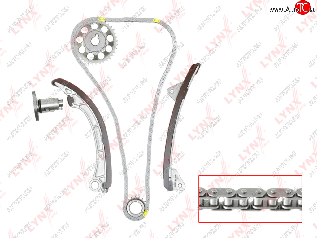 12 199 р. Комплект цепи ГРМ TOYOTA Corolla (97-) (1.41.61.8) (цепь+башмак натяж+успок+натяж+2 звезды) LYNX LYNX tk0038  с доставкой в г. Пермь