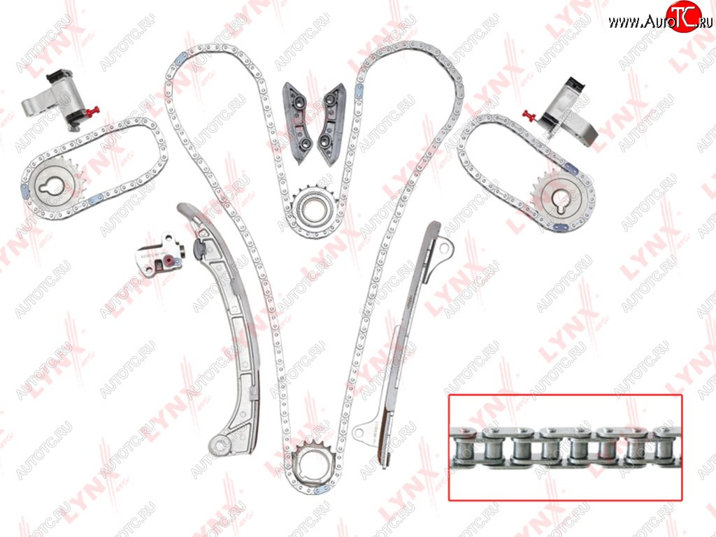 26 749 р. Комплект цепи ГРМ TOYOTA Land Cruiser Prado (02-) (4.0) (3 цепи+башмак+3 успок+3 натяж+4 звез) LYNX LYNX tk0043  с доставкой в г. Пермь