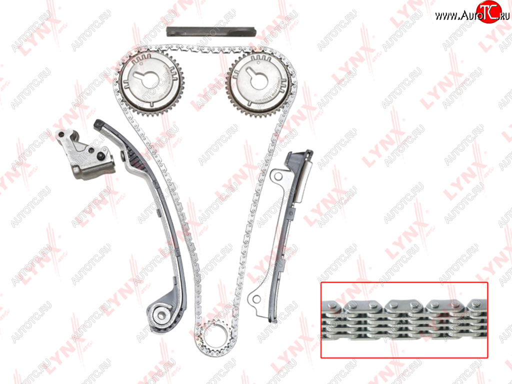 13 849 р. Комплект цепи ГРМ NISSAN Almera (00-) (1.8) (1 цепь+башмак натяж+2 успокоит+натяж+3 звезды) LYNX LYNX tk0052  с доставкой в г. Пермь