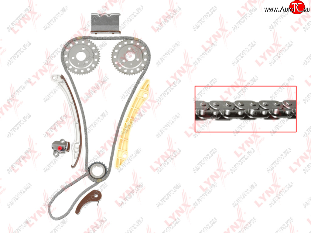 12 399 р. Комплект цепи ГРМ CHEVROLET Epica (06-) (2.5) (2 цепи+башмак натяж+2 успокоит+натяж+3 звезды) LYNX LYNX tk0077  с доставкой в г. Пермь
