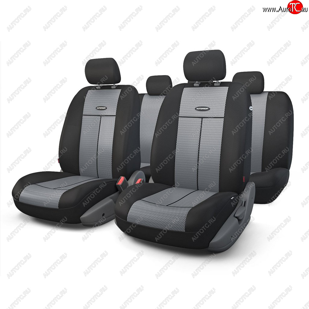 2 999 р. Универсальные чехлы сидений (майка, 9 предм., полиэстер/сетка (AIRBAG)) AUTOPROFI   (черно-серые)  с доставкой в г. Пермь