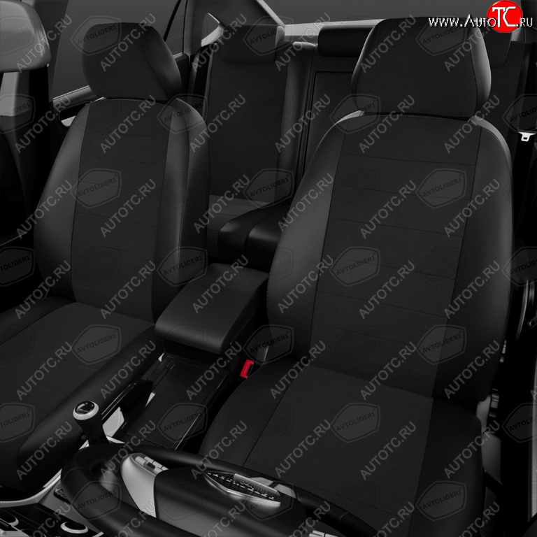 5 699 р. Авточехлы универсальные экокожа-жаккард черные комплект AVTOLIDER AVTOLIDER ukk31-0101  с доставкой в г. Пермь
