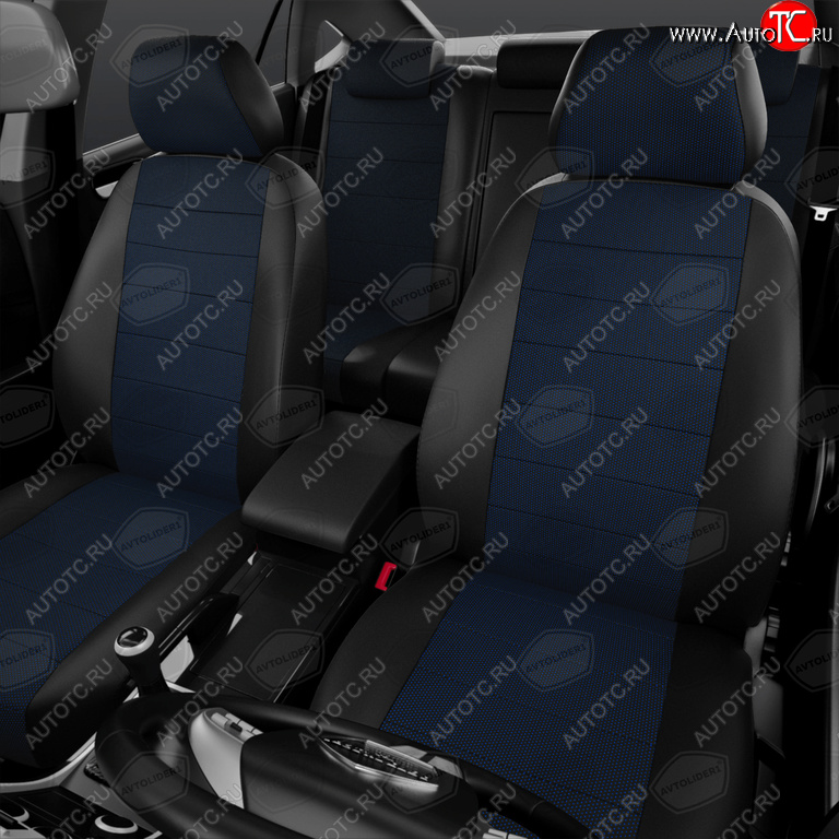 5 699 р. Авточехлы универсальные экокожа-жаккард черно-синие комплект AVTOLIDER AVTOLIDER ukk31-0104  с доставкой в г. Пермь