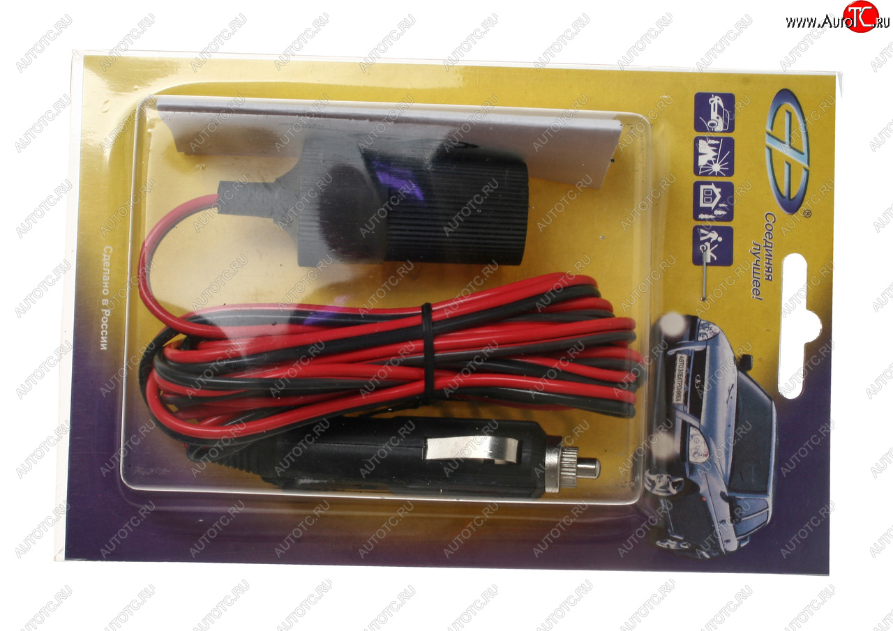 389 р. Удлинитель прикуривателя 12V штекер-гнездо 3м. АЭНК АЭНК уп-3(шг)  с доставкой в г. Пермь