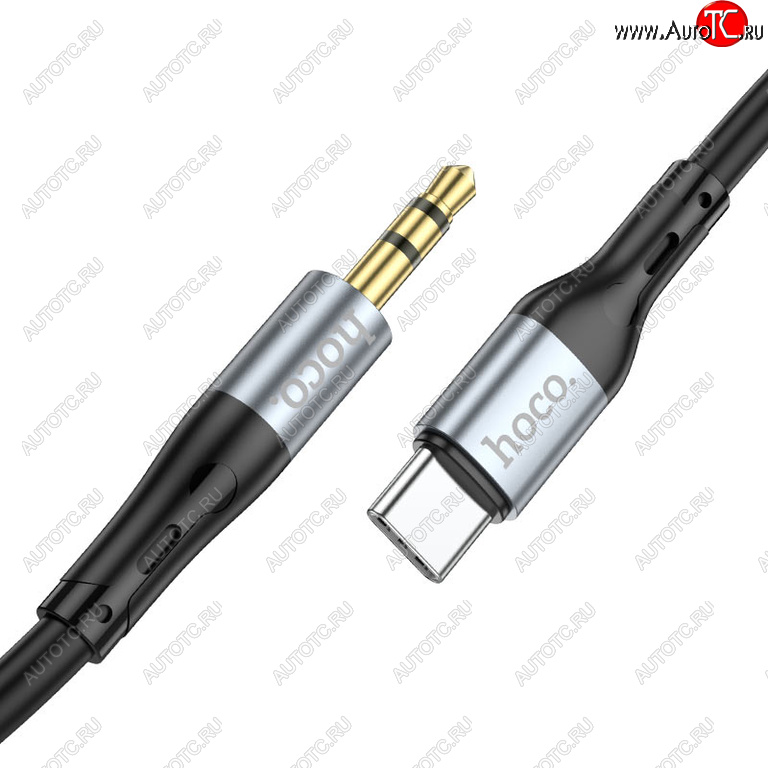 349 р. Кабель jack 3.5-USB Type C 1м черный HOCO HOCO upa22 black  с доставкой в г. Пермь