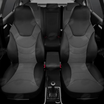11 299 р. Универсальные чехлы сидений (майка, 8 предм., экокожа) Recaro AVTOLIDER   (черно-серые)  с доставкой в г. Пермь. Увеличить фотографию 7