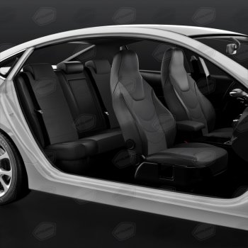 11 299 р. Универсальные чехлы сидений (майка, 8 предм., экокожа) Recaro AVTOLIDER   (черно-серые)  с доставкой в г. Пермь. Увеличить фотографию 5