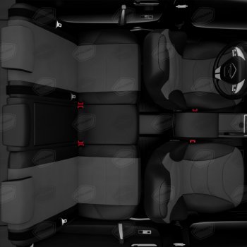 11 299 р. Универсальные чехлы сидений (майка, 8 предм., экокожа) Recaro AVTOLIDER   (черно-серые)  с доставкой в г. Пермь. Увеличить фотографию 2