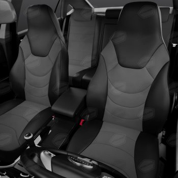Универсальные чехлы сидений (майка, 8 предм., экокожа) Recaro AVTOLIDER  (черно-серые)