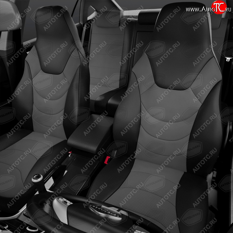 11 299 р. Универсальные чехлы сидений (майка, 8 предм., экокожа) Recaro AVTOLIDER   (черно-серые)  с доставкой в г. Пермь