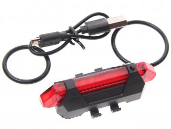 349 р. Фонарь велосипедный задний USB кабель с аккумулятором 918mAh 2 режима красный Led NO NAME ут00021659  с доставкой в г. Пермь. Увеличить фотографию 1