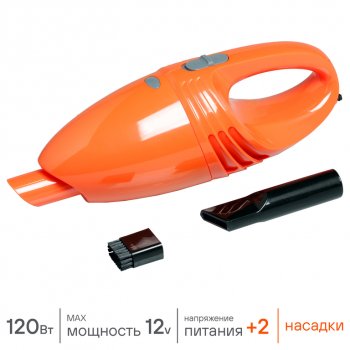 1 179 р. Пылесос автомобильный 12V 120W в прикуриватель (2 насадки) оранжевый AIRLINE AIRLINE vca-00  с доставкой в г. Пермь. Увеличить фотографию 4