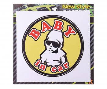 61 р. Наклейка-знак виниловая Baby in car 12х12см MASHINOKOM MASHINOKOM vrc 426  с доставкой в г. Пермь. Увеличить фотографию 1