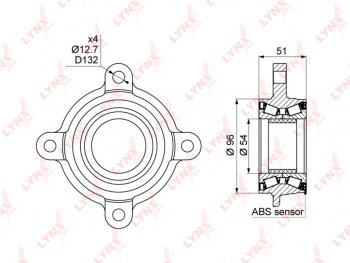 6 799 р. Подшипник ступицы TOYOTA Land Cruiser Prado (J120,J150) передней (с АБС) LYNX LYNX wb1028  с доставкой в г. Пермь. Увеличить фотографию 1