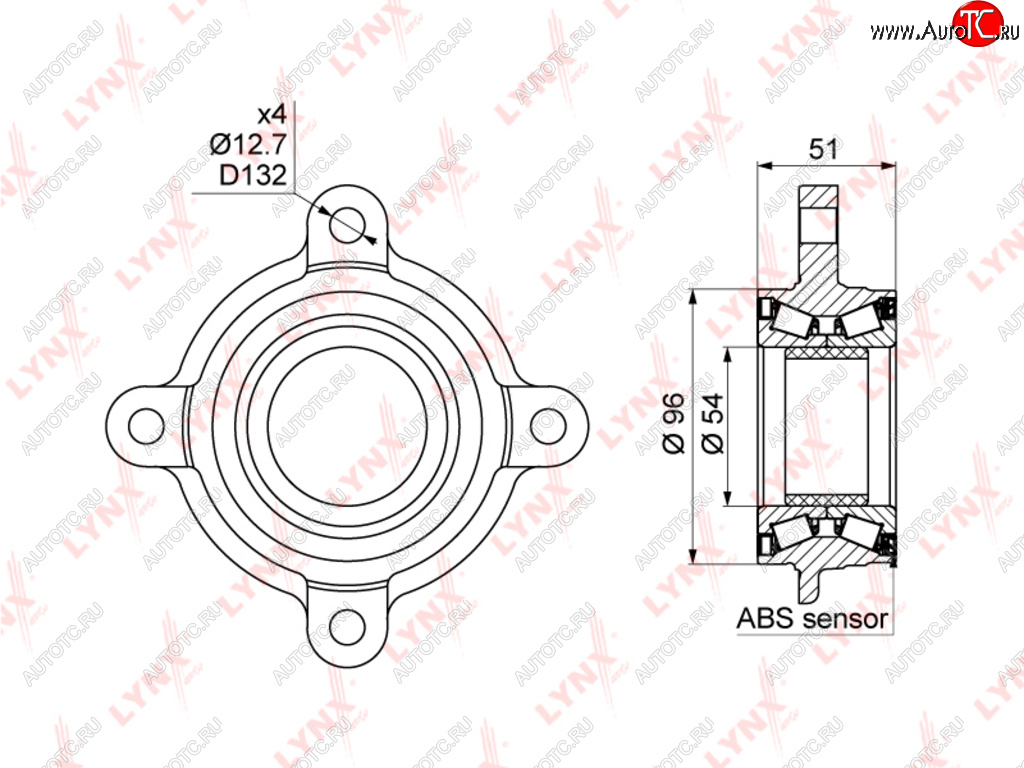 6 799 р. Подшипник ступицы TOYOTA Land Cruiser Prado (J120,J150) передней (с АБС) LYNX LYNX wb1028  с доставкой в г. Пермь