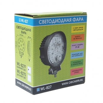 1 199 р. Фара рабочего света круглая 115х130x45мм 27W 9LED (ближний свет) ВЫМПЕЛ ОРИОН wl-827f  с доставкой в г. Пермь. Увеличить фотографию 3