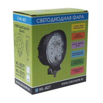 1 199 р. Фара рабочего света круглая 115х130x45мм 27W 9LED (дальний свет) ВЫМПЕЛ ОРИОН wl-827s  с доставкой в г. Пермь. Увеличить фотографию 3