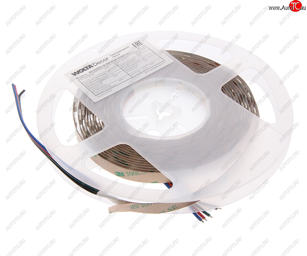 2 099 р. Лента светодиодная гибкая 14.4W 5м IP20 12V RGB (пакет) Decor WOLTA WOLTA wls5050-14,4wrgb12h60-01  с доставкой в г. Пермь