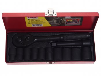2 399 р. Набор головок ударных 12 6-ти гран. 10-24мм 12 предметов WMC TOOLS WMC TOOLS wmc-4122-5  с доставкой в г. Пермь. Увеличить фотографию 2