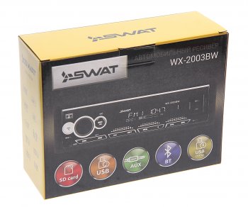 2 559 р. Магнитола автомобильная 1DIN SWAT SWAT wx-2003bw  с доставкой в г. Пермь. Увеличить фотографию 4