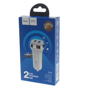 499 р. Устройство зарядное в прикуриватель 2USB 12V HOCO HOCO z40 white HOCO z40 white  с доставкой в г. Пермь. Увеличить фотографию 3
