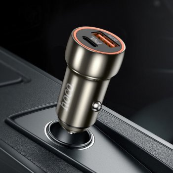 499 р. Устройство зарядное в прикуриватель 1USB + 1 Type C 12V HOCO HOCO z46a grey  с доставкой в г. Пермь. Увеличить фотографию 2