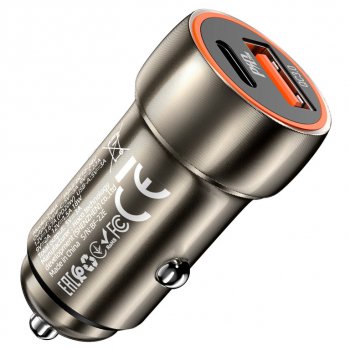 499 р. Устройство зарядное в прикуриватель 1USB + 1 Type C 12V HOCO HOCO z46a grey  с доставкой в г. Пермь. Увеличить фотографию 1
